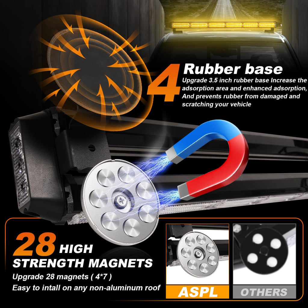 ASPL 26inch 126 LED Rooftop Emergency Strobe Lights Bar Double Side Flashing Safety Warning Traffic Advisor Light Bar Hazard Snow Plow Light for Work Trucks Vehicles Construction Tow Pickup(Amber)