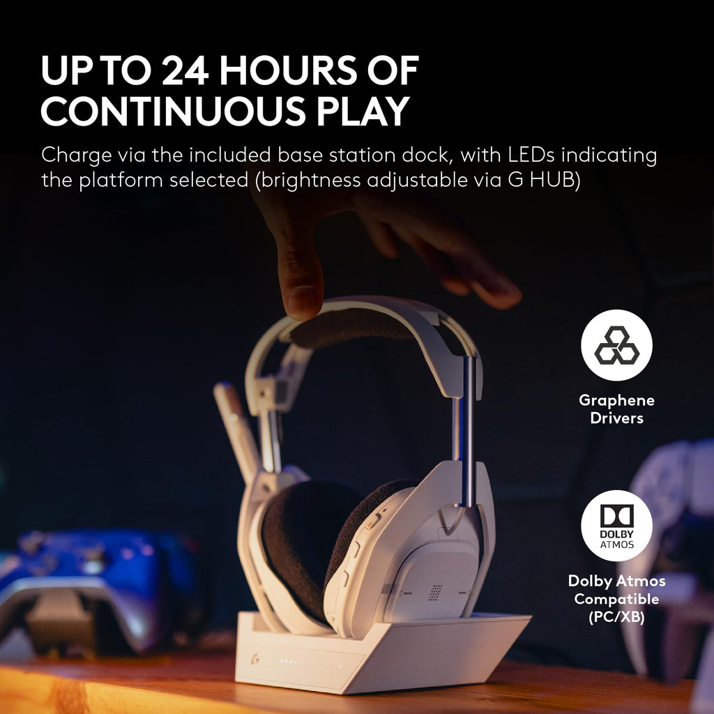 Logitech G Astro A50 X Multi-Platform Wireless Gaming Headset + Base Station for PS5/Xbox/PC: PLAYSYNC Video & Audio Switcher, HDMI 2.1 4K 120Hz VRR, <24bit/48kHz, 24hr Battery, 2.4GHz & BT - Black