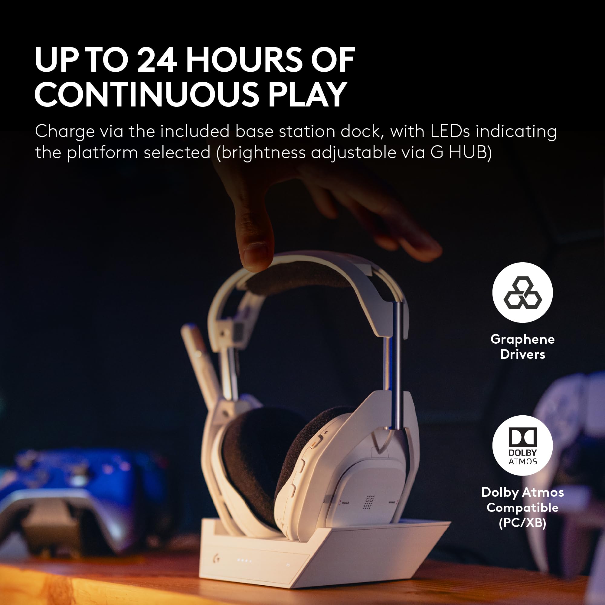 Logitech G Astro A50 X Multi-Platform Wireless Gaming Headset + Base Station for PS5/Xbox/PC: PLAYSYNC Video & Audio Switcher, HDMI 2.1 4K 120Hz VRR, <24bit/48kHz, 24hr Battery, 2.4GHz & BT - Black