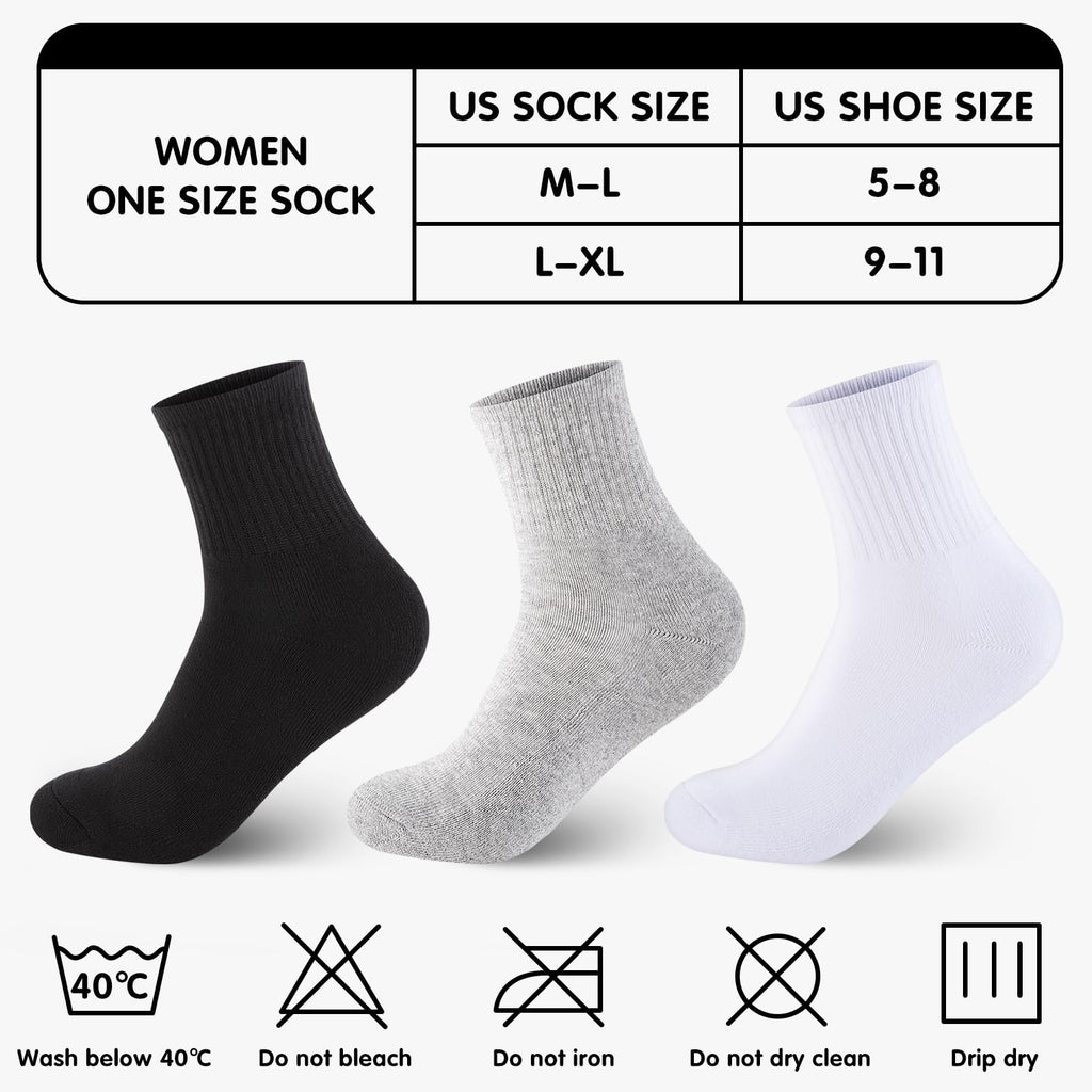 Monxiery Womens Cotton Cushioned Ankle Socks, Athletic Quarter Mini Crew Socks.