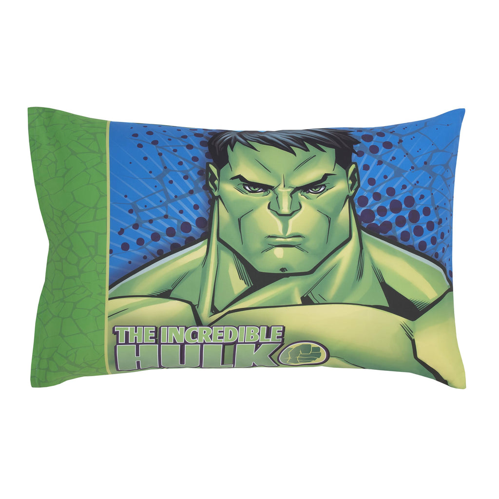 NoJo Marvel The Avengers I Am A Hero Blue, Green, Red, and Yellow 4 Piece Toddler Bed Set - Comforter, Fitted Bottom Sheet, Flat Top Sheet, and Reversible Pillowcase