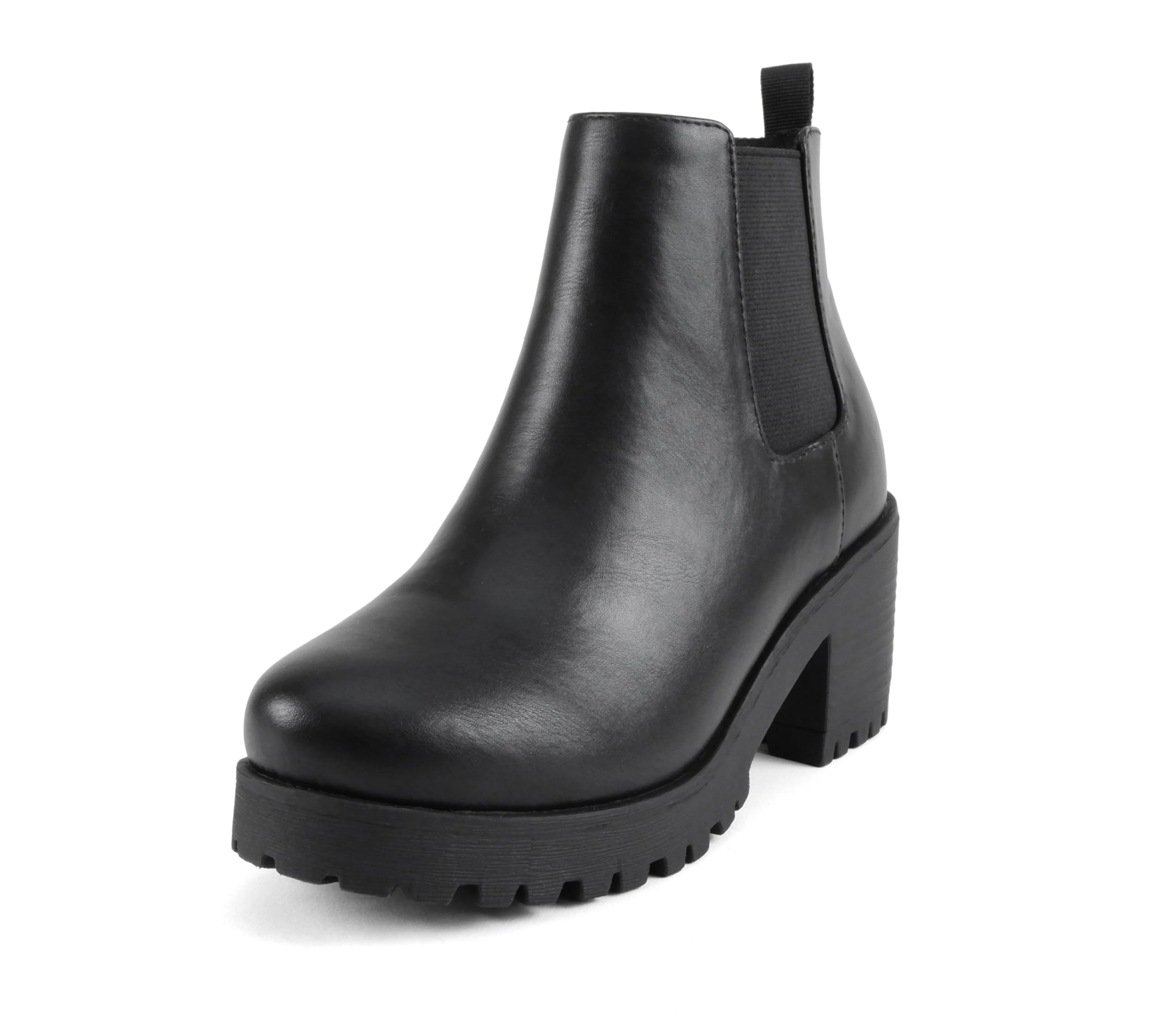 Soda Top Shoes Jaber Ankle Boot W Lug Sole Elastic Gore and Chunky Heel