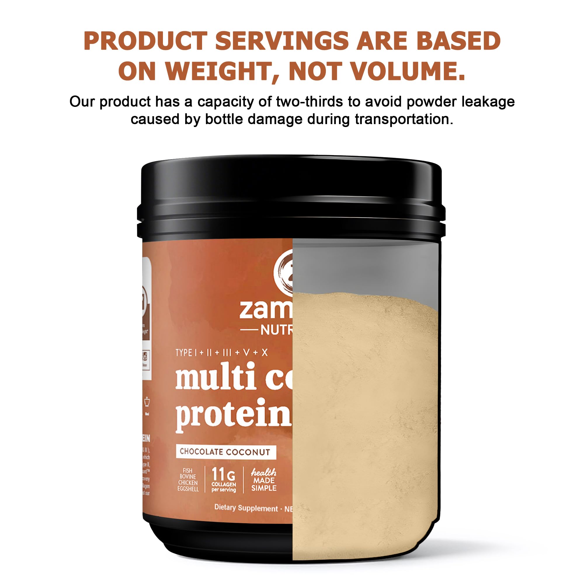 Zammex Multi Collagen Protein Powder, Type I & III & V & X, Hydrolyzed Collagen Peptides for Women & Men, Supports Hair and Skin, Gut Health, 41 Servings, Chocolate