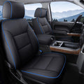 Coverado Chevy Silverado Seat Covers, Faux Leather Seat Covers Fit for Chevy Silverado GMC Sierra 2007-2025 1500, 2015-2025 2500HD 3500HD Crew Double Extended Cab (Front, Black)