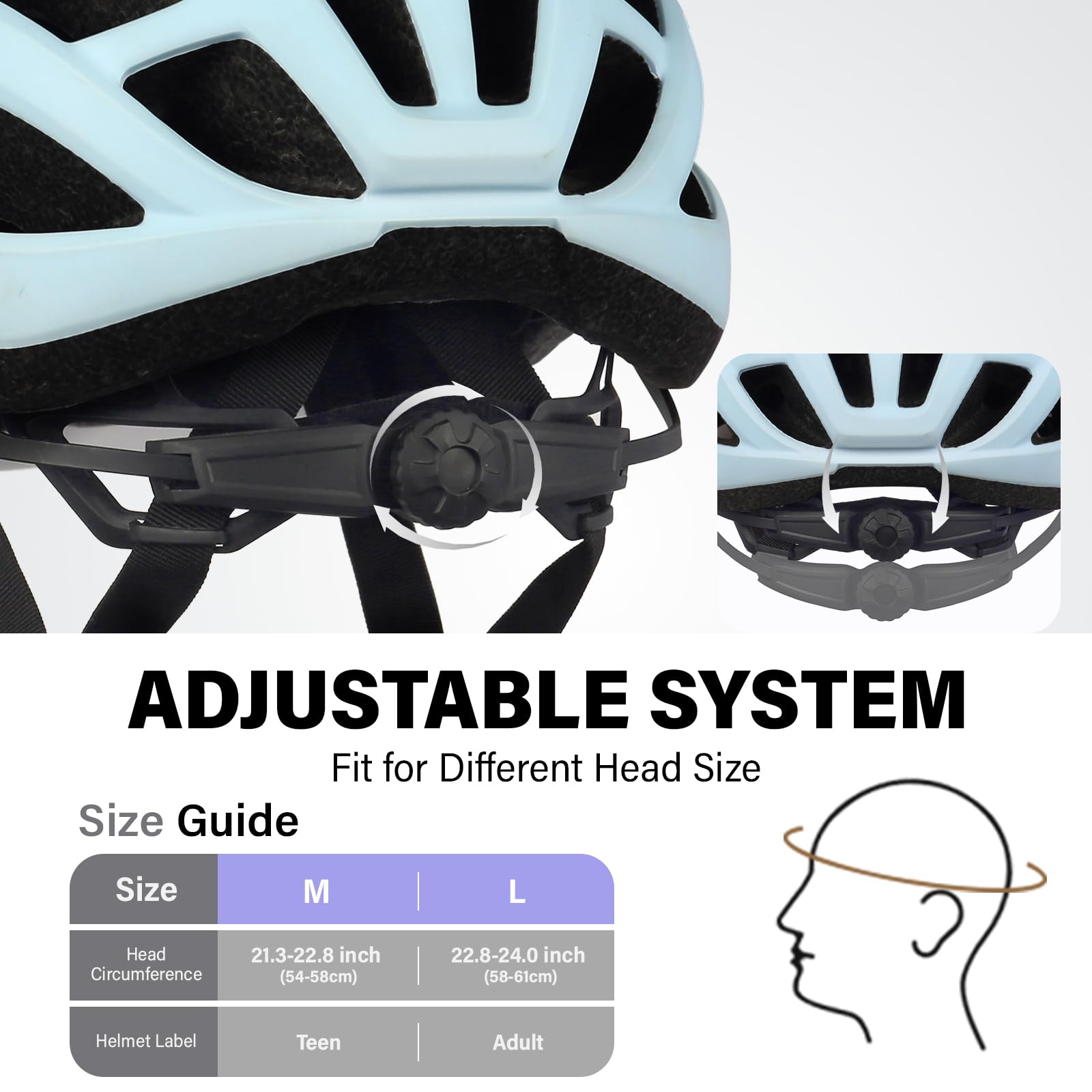 Youth Adult Road Bike Helmet, Men Women Adjustable Mountain Bicycle Helmet with Detachable Visor, 2 Sizes for Age 8-14+ Youth, Kids, Adult