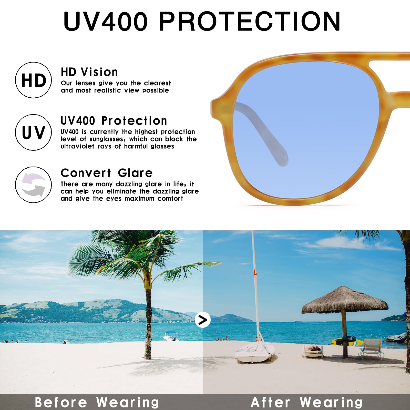 YDAOWKN Retro Square Aviator Sunglasses for Womens Mens Vintage 70s Double Bridge Sun Glasses