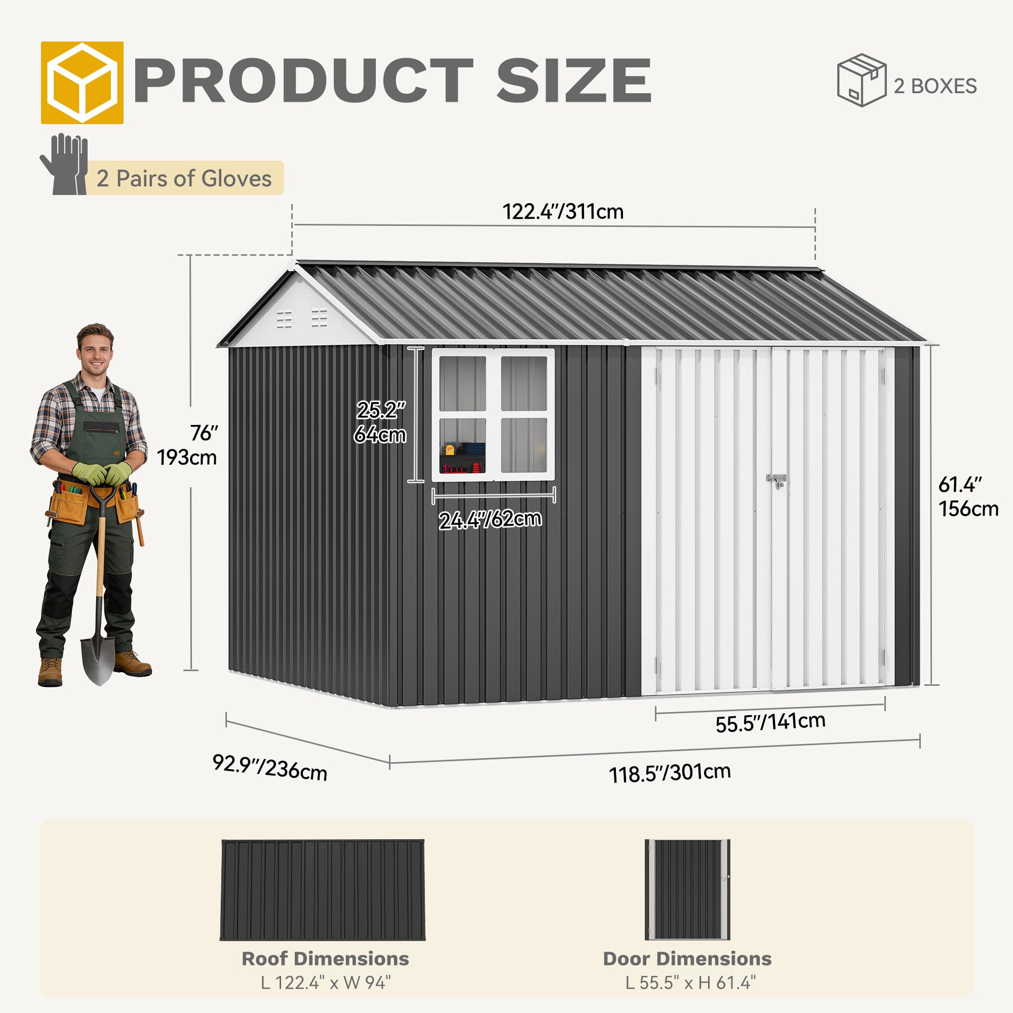 DWVO 6x4ft Outdoor Storage Shed, Lockable Metal Tool Storage Sheds, Waterproof Garden Sheds with Vents for Backyard, Patio, Garage, Lawn, Dark Gray
