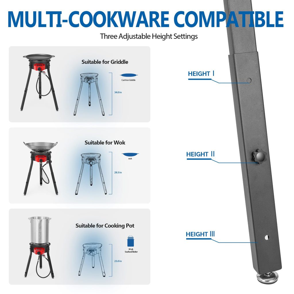 OuterMust Outdoor Cooker Wok Station with Cover, Iron Wok, Electronic Ignition and Burner 54000 BTU for BBQ, Backyard