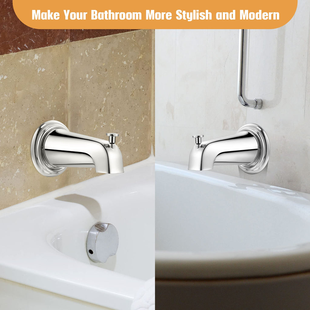 Dreyoo Tub Spout (Universal Fits 1/2" Copper Pipe, 1/2" IPS and 3/4" IPS), Bathroom Bathtub Faucet with Adapters and Hex Wrench(Brushed Nickel,Simple)
