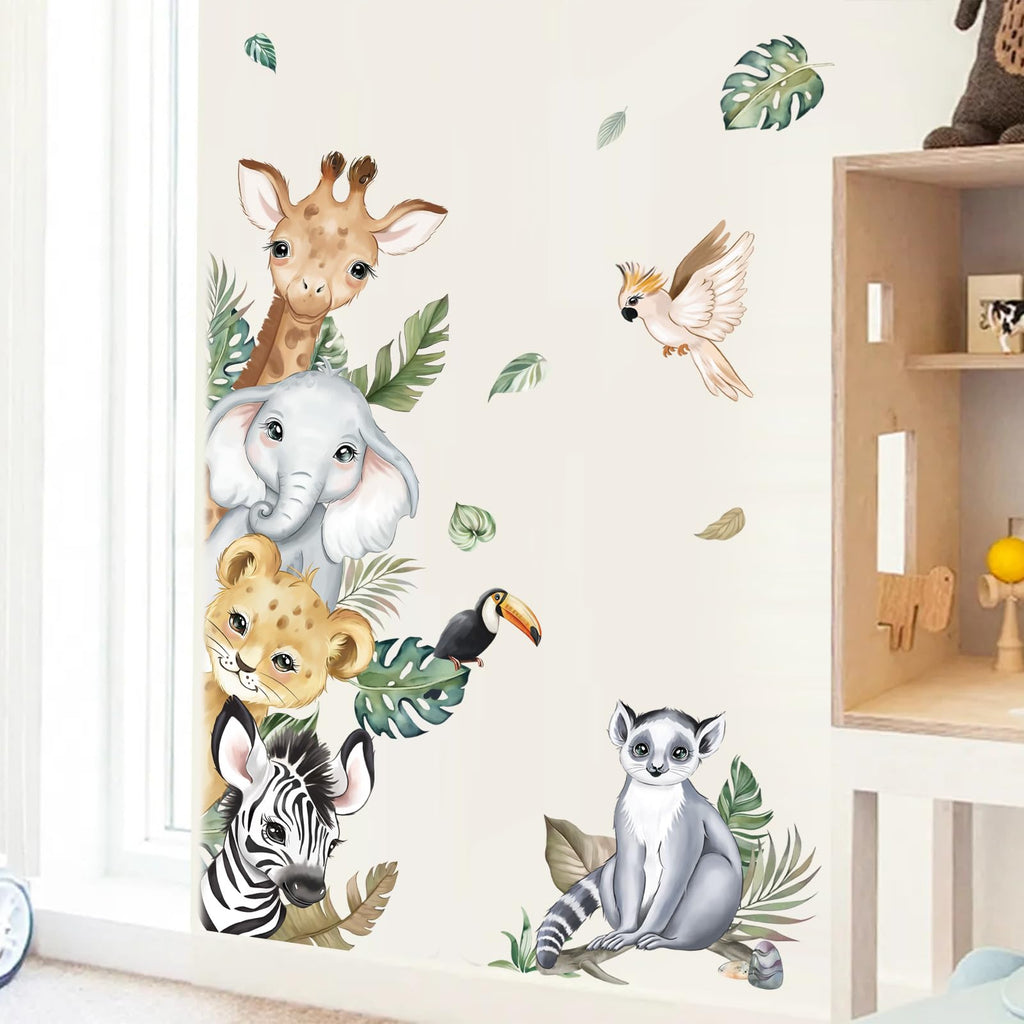 decalmile Jungle Animals Safari Wall Decals Lion Monkey Koala Wall Stickers Baby Nursery Kids Room Toddler Room Wall Decor
