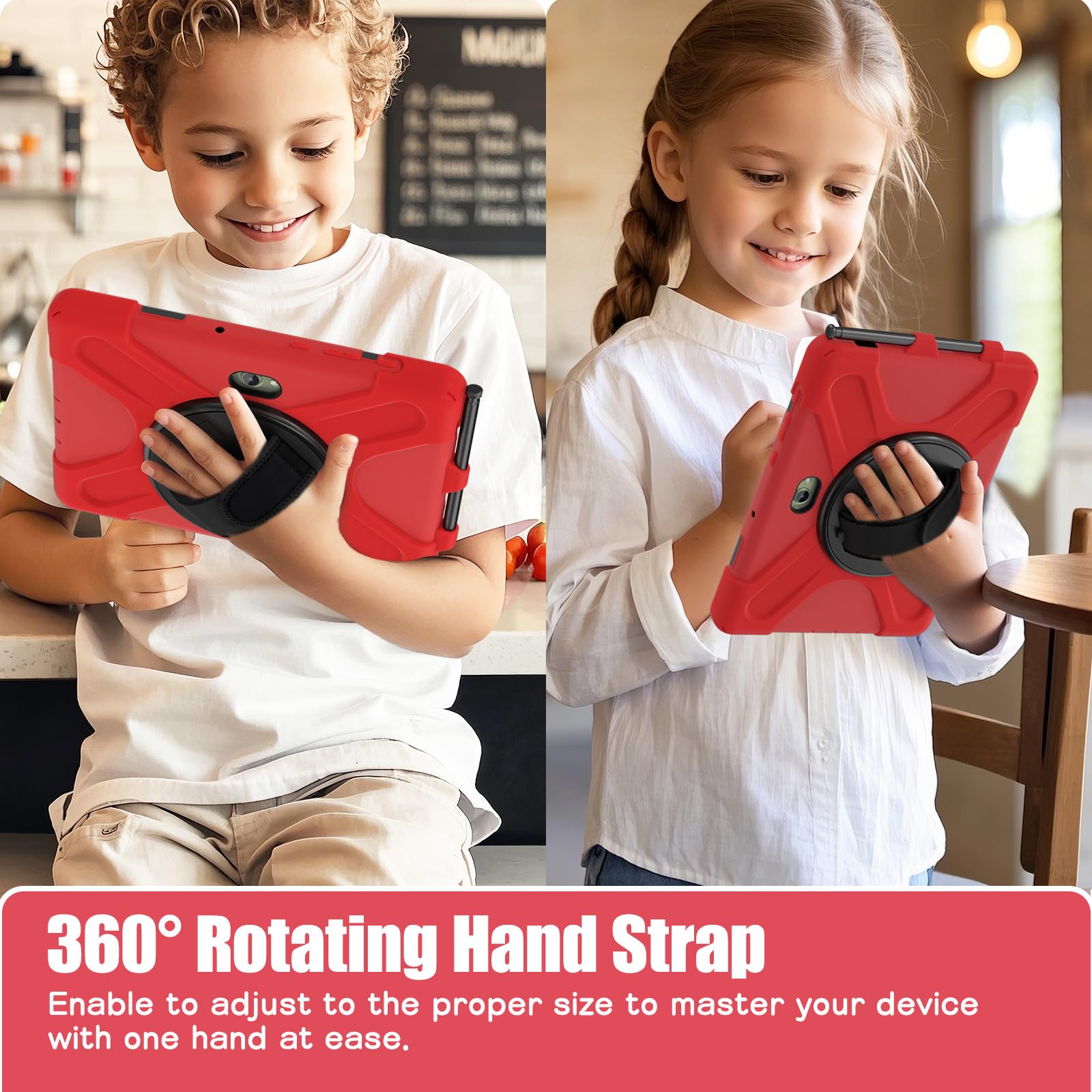 Samsung Galaxy Tab Active5/Active 3 8.0 Case, with 360 Stand, Handle Hand Strap & Shoulder Strap for Galaxy Tab Active5 8" 2024 X300/X307, Active3 8" 2020 T570/T575/T577 (Black)