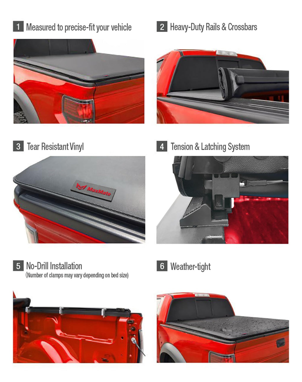MaxMate Soft Roll-up Truck Bed Tonneau Cover Compatible with 2007-2013 Toyota Tundra | 5.5' (67") Bed | TCT169038