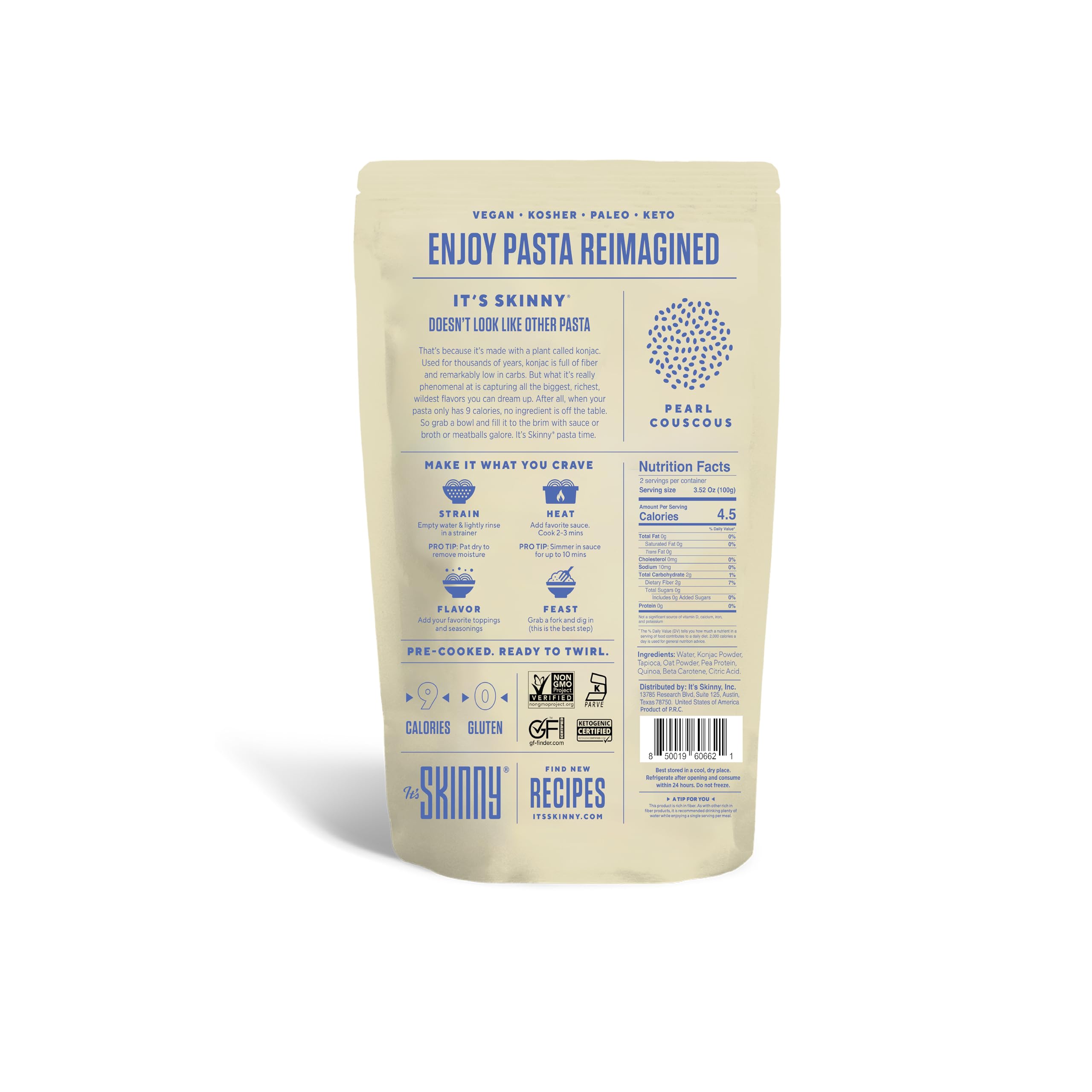 It’s Skinny Angel Hair Pasta – Low Carb Pasta, Gluten Free, Keto & Vegan-Friendly, Shirataki Konjac, Sugar-Free, High in Fiber, Only 4.5 Calories Per Serving, Ready in 2 Minutes (24 Packs)