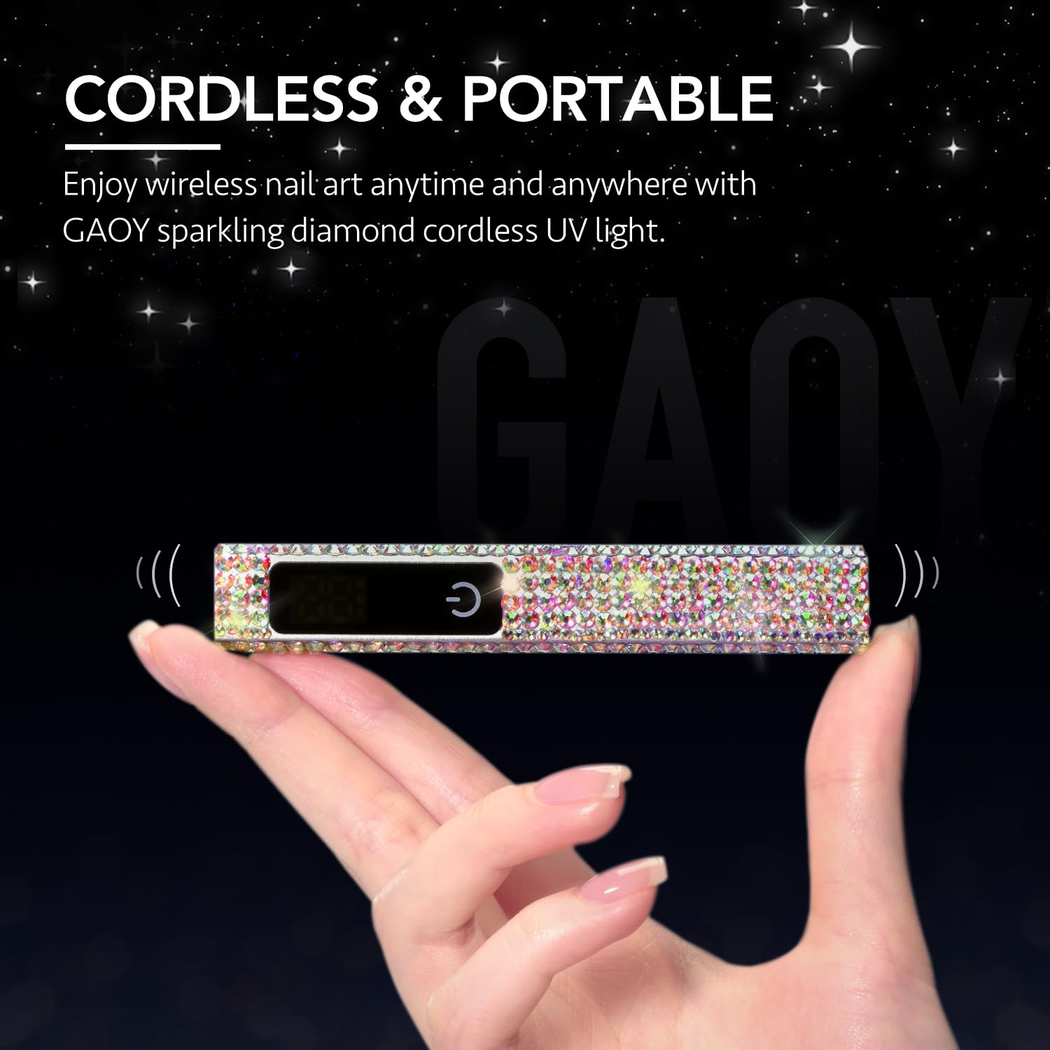 GAOY Handheld UV Light for Gel Nails, Mini Nail Lamp, Portable Cordless Rechargeable, Fast Curing, Diamond Pink