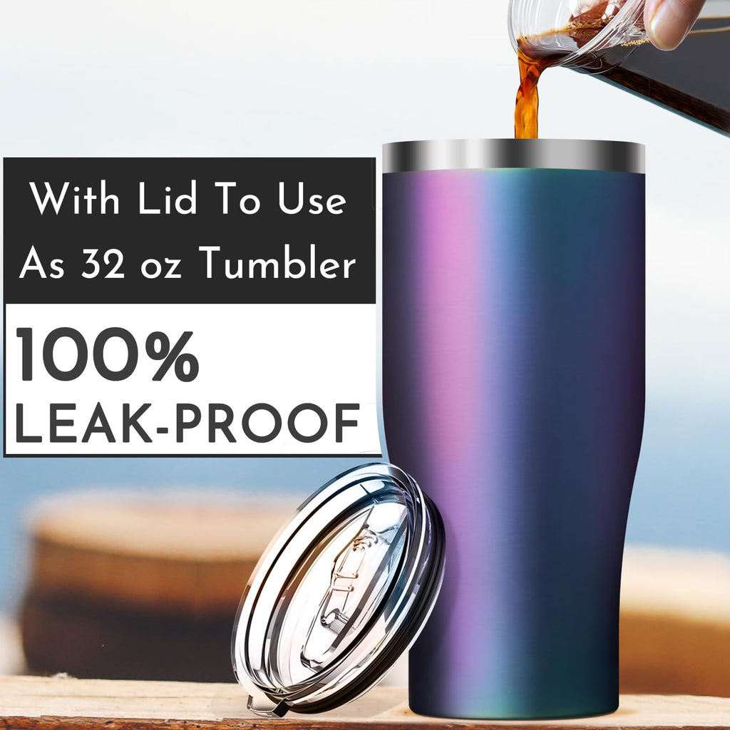 Universal Iced Coffee Sleeve - Upgraded Double Wall Reusable Stainless Steel Holder Sleeves Insulator for Cold Drinks Fits Starbucks Dunkin Donuts McDonalds Small Medium Large Cup (Aurora)