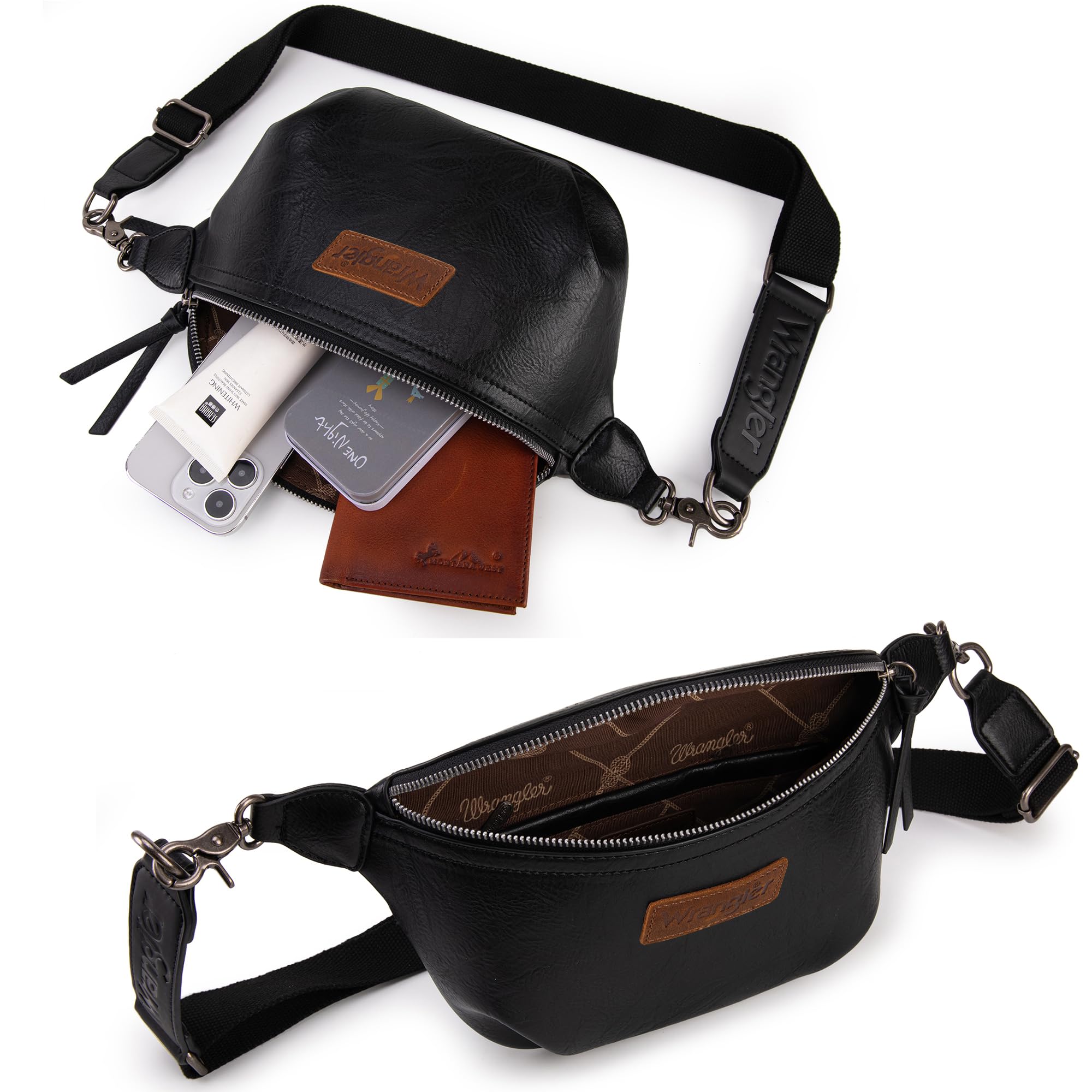 Wrangler Crossbody Bags for Women Large Fanny Packs Bum Bag Travel Belt Bags Sling Purse