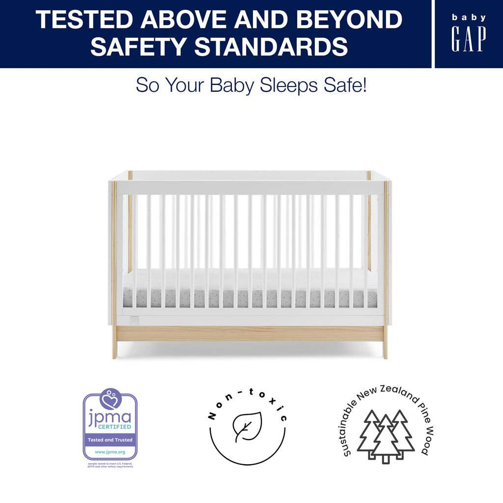 GAP babyGap Tate 4-in-1 Convertible Crib - Greenguard Gold Certified, Bianca White/Natural