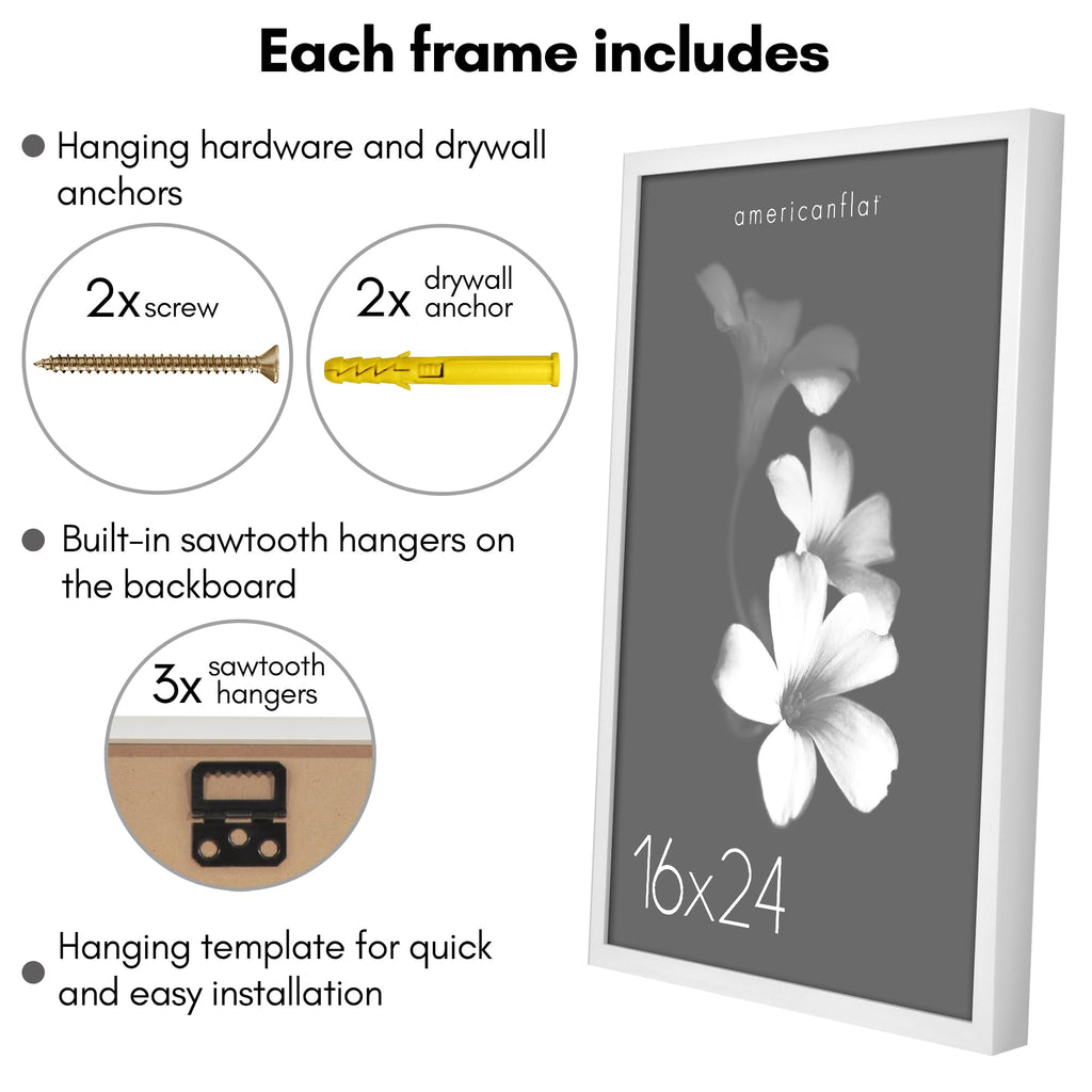 Americanflat 5x7 Picture Frame with Shatter-Resistant Glass - Soho Collection - Gallery Style Deep Molding Picture Frames for Tabletop and Wall Display - Black
