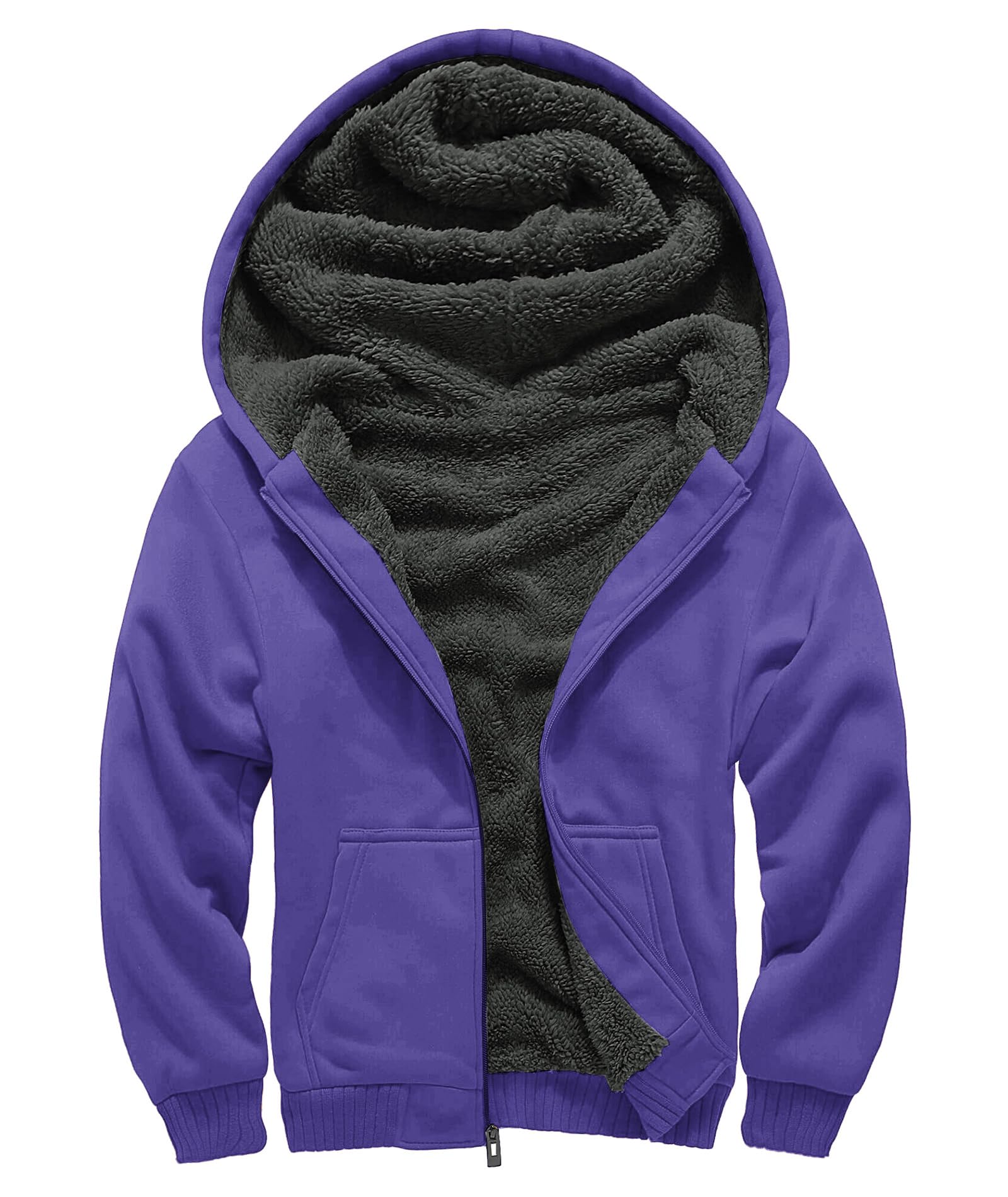 GEEK LIGHTING Boys Sherpa Lined Hoodie Kids Fleece Sweatshirt Full Zip Hooded Jacket