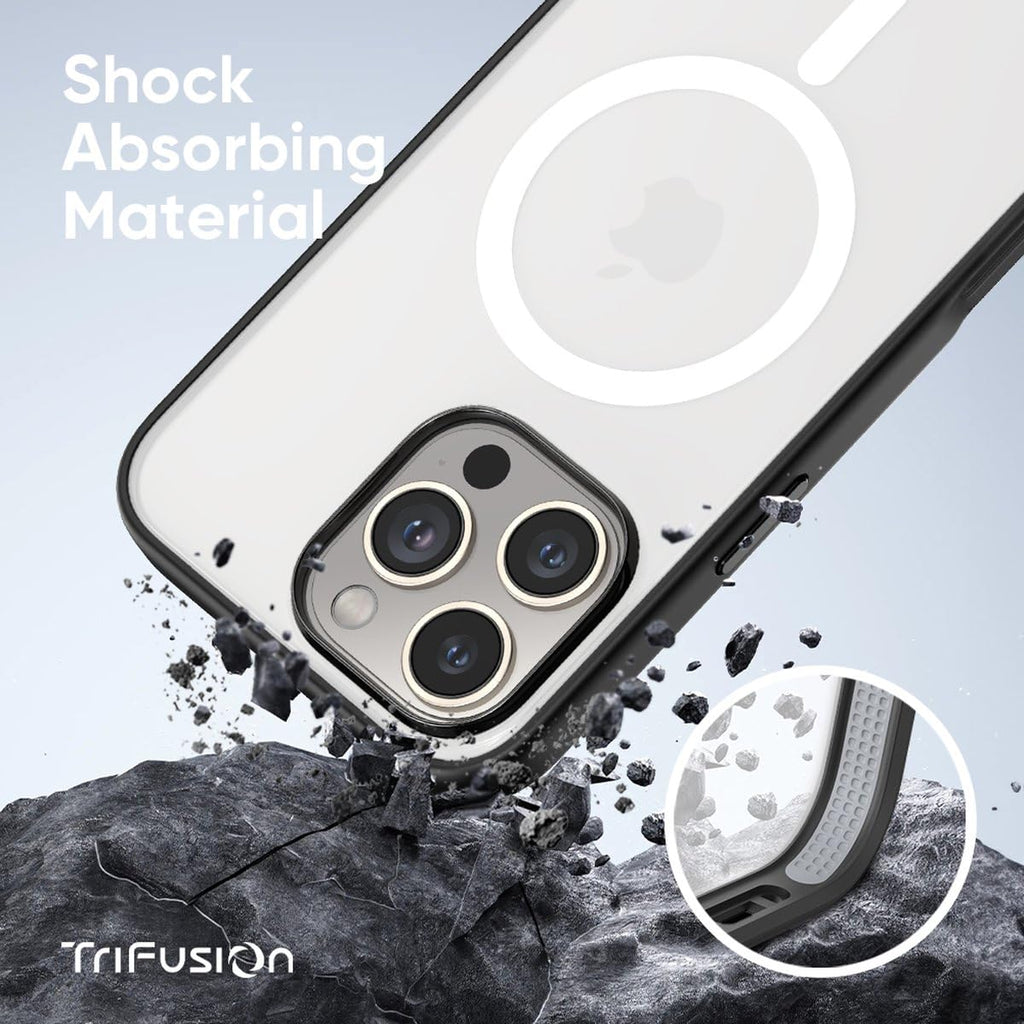 FLOLAB Surtect Tri-Fusion Magnetic for iPhone 16 Case Protective Slim Design Magsafe Compatible Military Grade - Black Clear