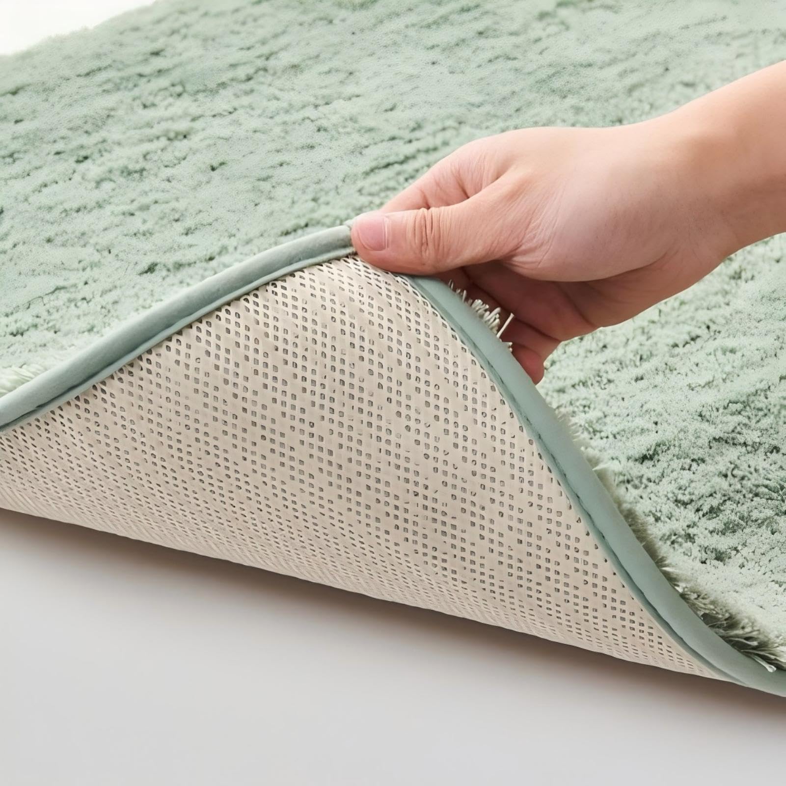 CozeCube Circle Fleece Bath mats for Bathroom, Fluffy Absorbent, Melange Quick Dry Microfiber Bath Rugs, Non Slip Washable Shower Mat Gifts, Brown, 24" X 16"