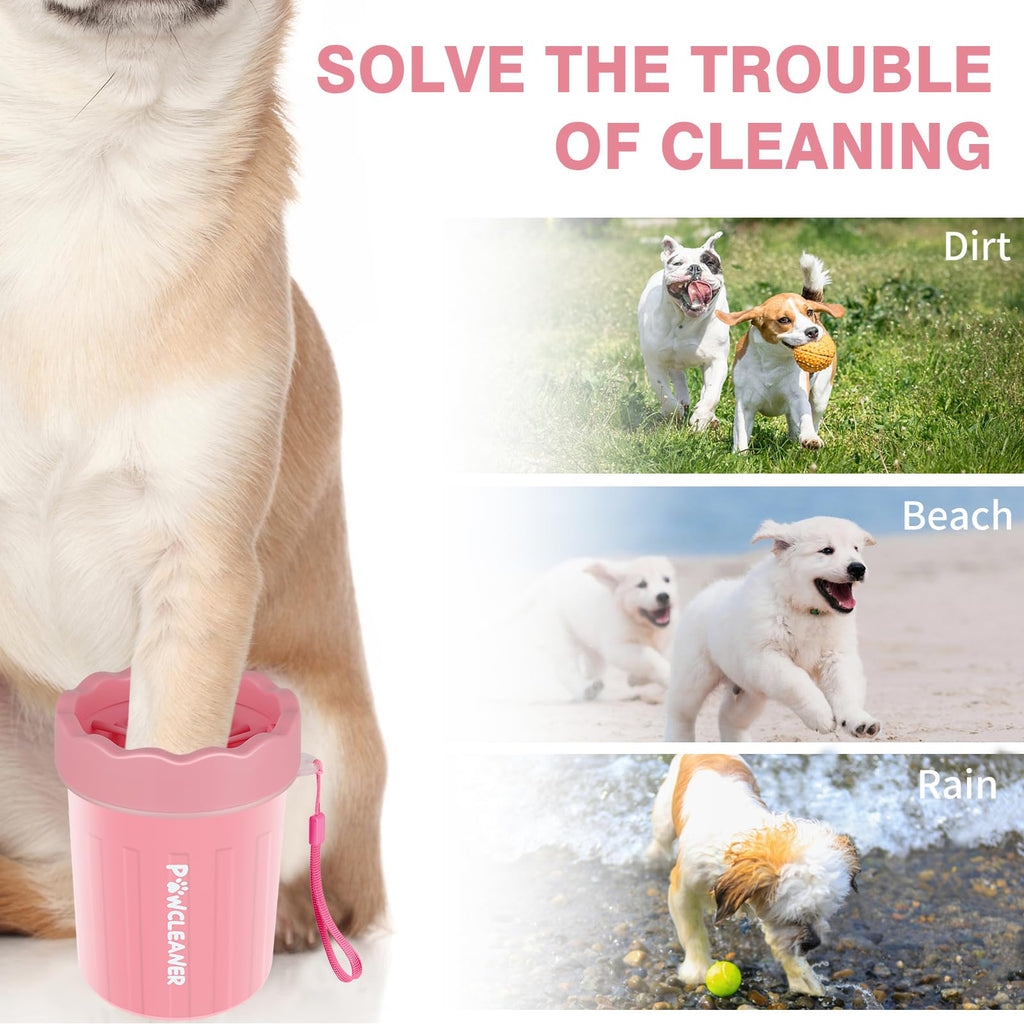 Professional 7 in 1 Dog Paw Cleaner for Dogs & Cats - Includes 1 Portable Paw Washer, 1 Bath Brush, 2 Dog Toothbrushes and 3 Absorbent Towels Note: Fits Paws up to 2 Inches Wide (Small, Black)