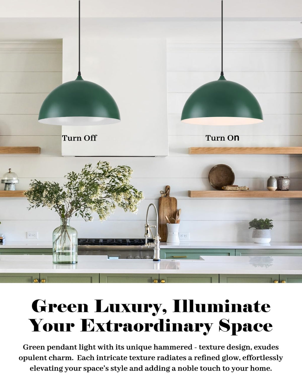 White Pendant Lights, 11.8 inch Pendant Lights Kitchen Island, Farmhouse Pendant Light Fixtures (White Inside), Industrial Pendant Lighting for Dining Room, Bedroom, Hallway (1 Pack)