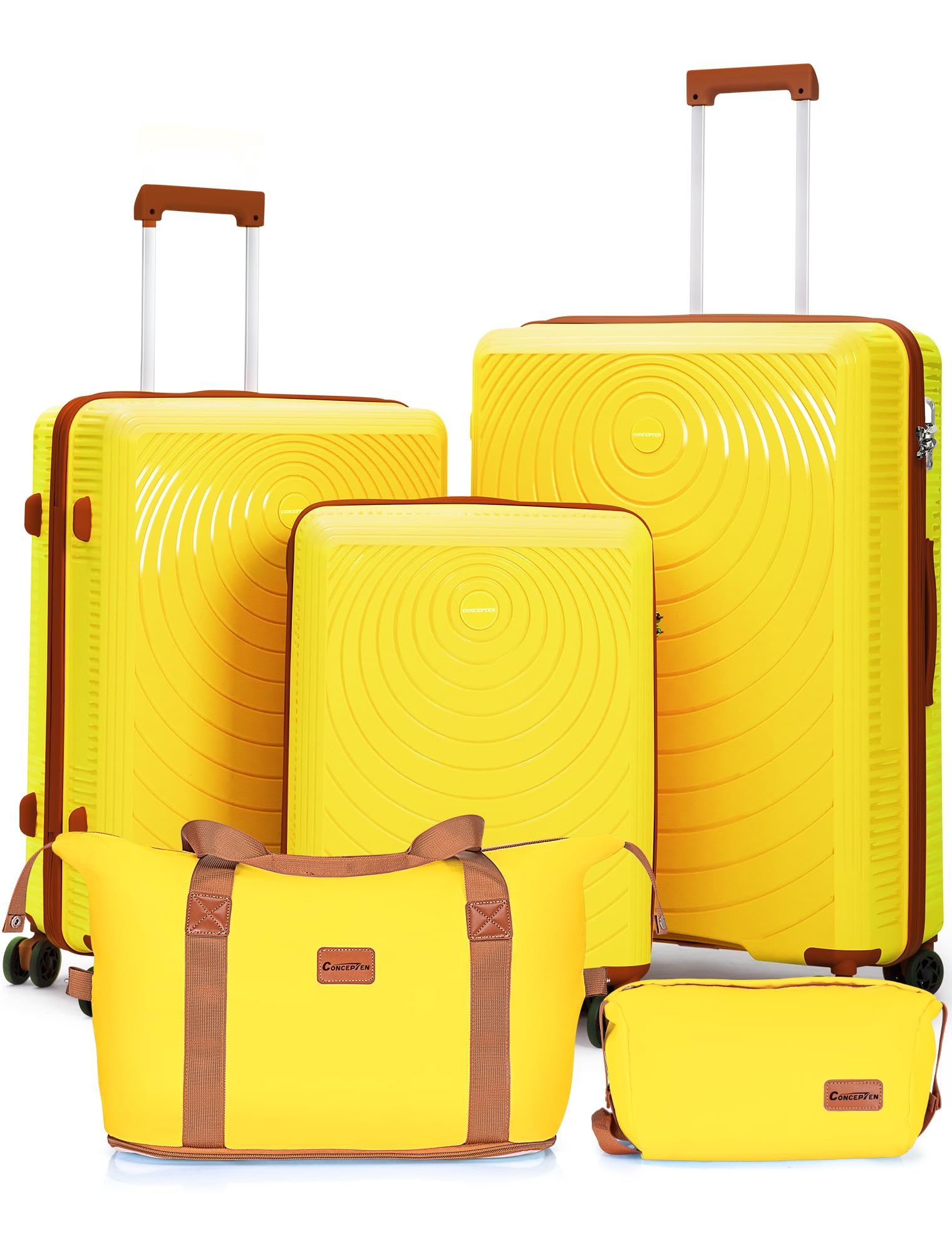 CONCEPTEN Luggage Sets,Suitcases with Wheels, Hardshell Suitcase Set, PP Carry on Luggage Set with TSA Lock, Travel Luggage (Black, Bag Type)