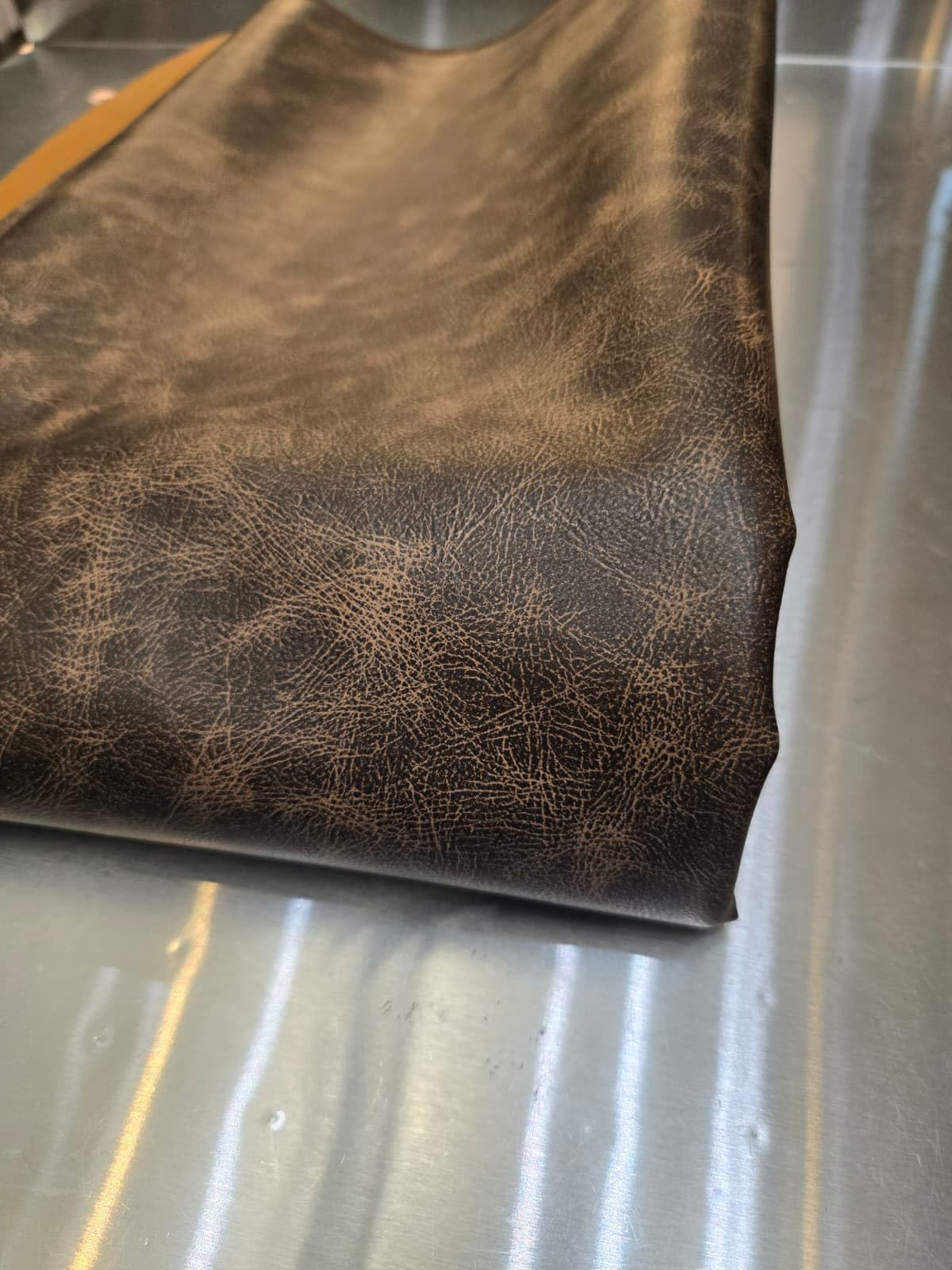 NAT Leathers™ | Acorn Brown Crazy Horse Soft Faux Leather Sheet PU (Peta Approved Vegan) | by The Yard Synthetic Pleather 0.9 mm Thick | 1 Yard (36 x 54 inch) Smooth Upholstery | Acorn, 1 Yard