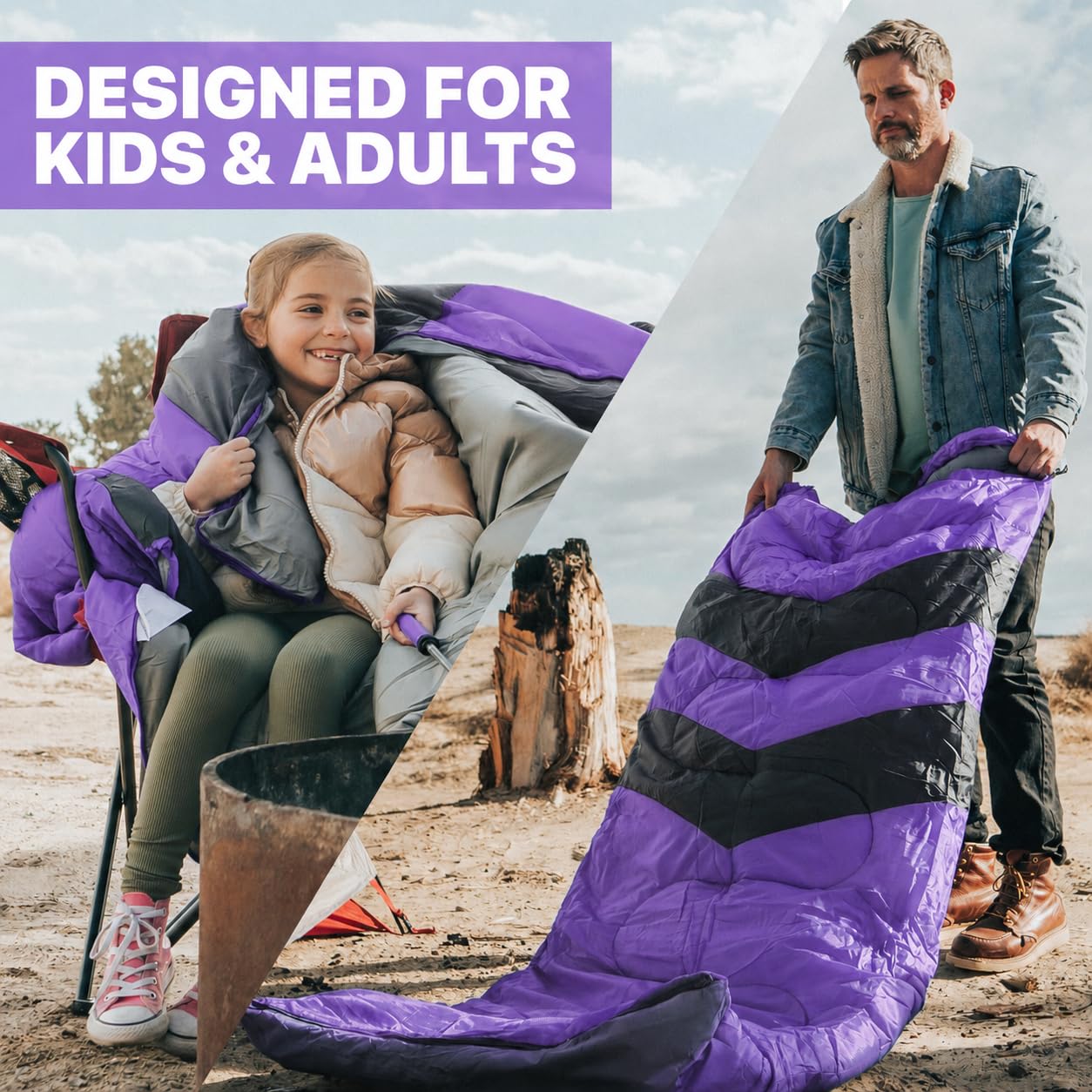 MalloMe Sleeping Bags for Adults Cold Weather & Warm - Backpacking Camping Sleeping Bag for Kids, Girls, Boys - Lightweight Camping Essentials Gear Accessories Hiking Sleep Must Haves Single & Double
