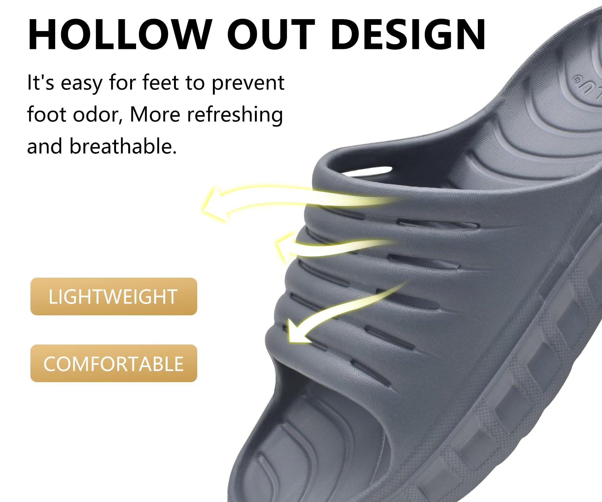 GPOS Mens Sport Recovery Sandals Plantar Fasciitis Thick Cushion Slides Sandals Lightweight Comfort Orthotic Slippers