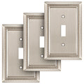 Henne Bery Sunken Pearls Heavy Duty Decorative Wall Plate Switch Plate Outlet Cover (Single Toggle, 2 Pack, Aged Bronze)