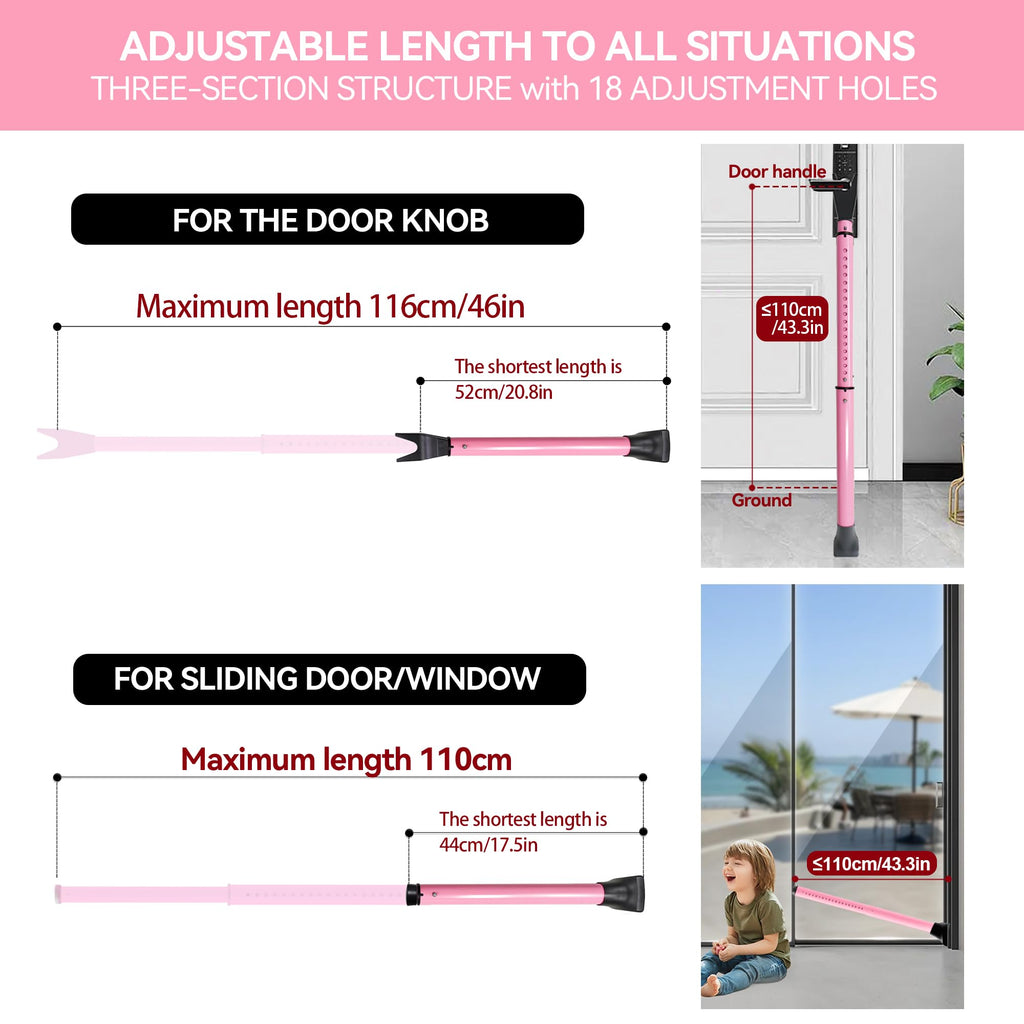 AceMining Upgraded Door Security Bar & Sliding Patio Bar, Heavy Duty Stoppers Adjustable Jammer for Home, Apartment, Travel (1 Pack,Grey)