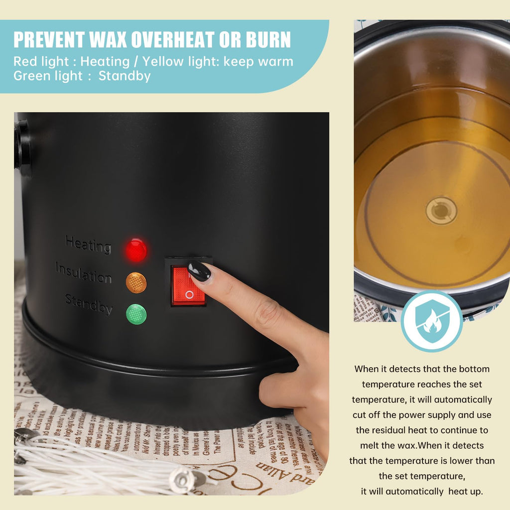 TOAUTO Wax Melter for Candle Making Large Wax Melting Furnace with Quick Pour Spout & Temp Control,10Lbs Capacity for Candle Business Fast Easy Clean（Stirring Spoon+ Cotton Wick）