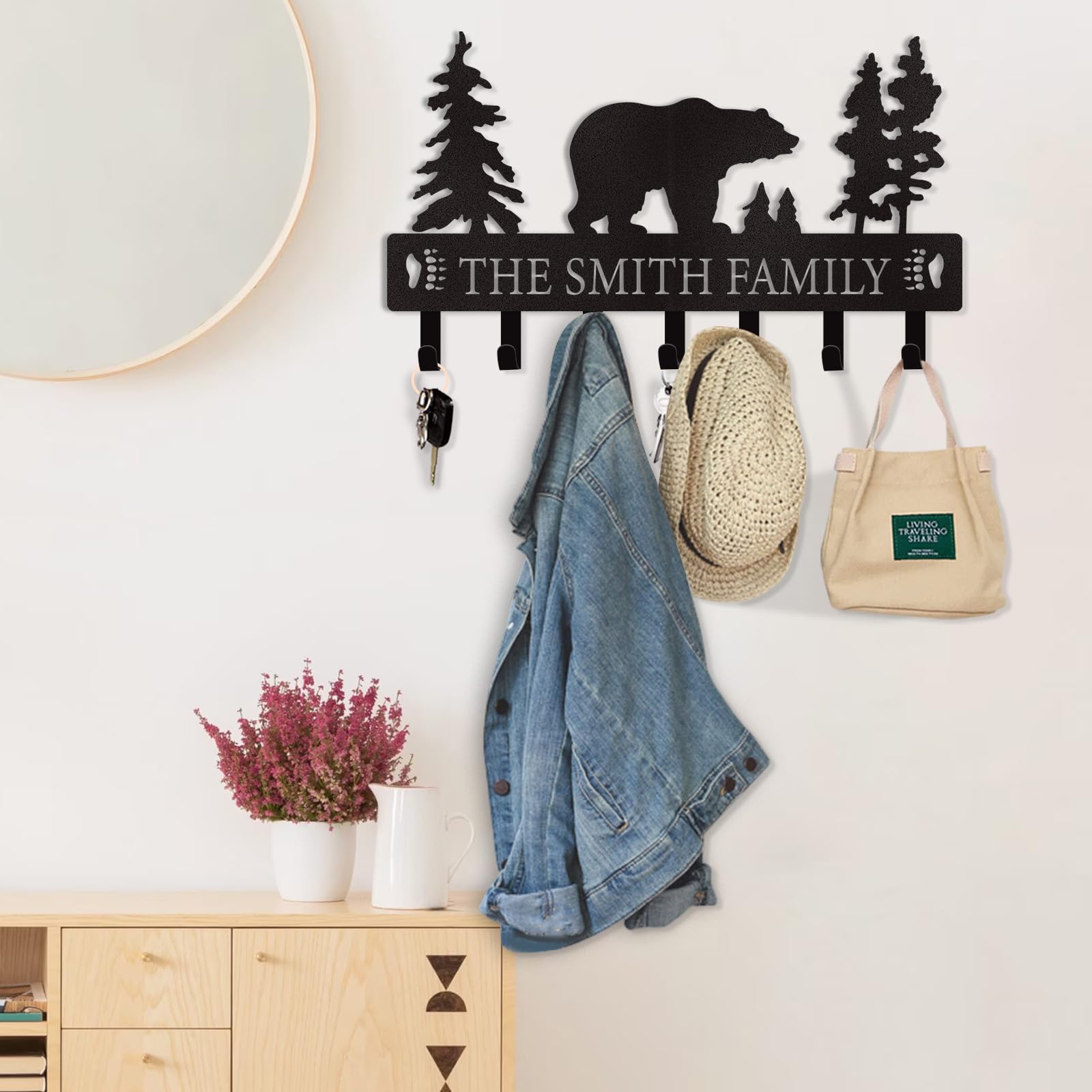 Dyoart Personalized Couple's Name Key Rack, Wall Mounted Metal Key Holder for Housewarming Gifts,ignent Bedding