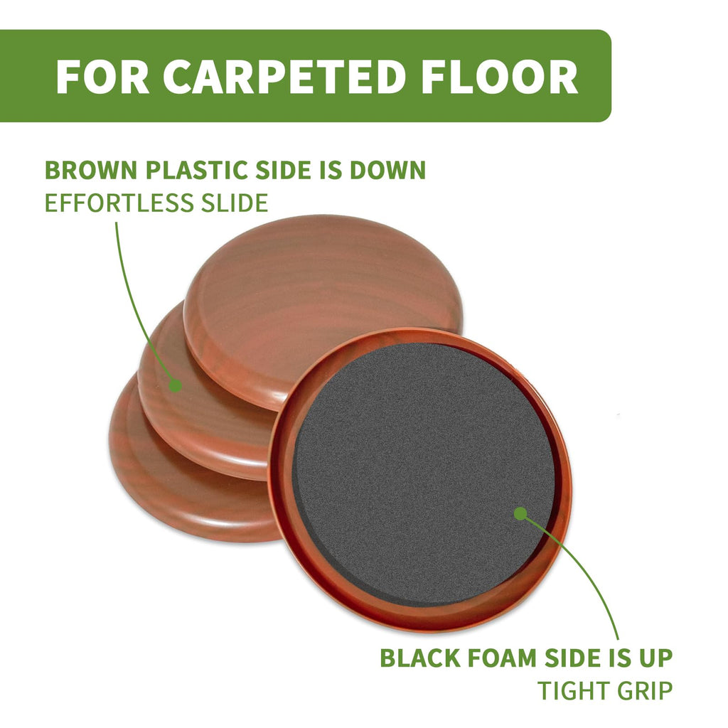 Furniture Sliders for Carpet 4 PCS - 9 1/2 inch Furniture Moving Slider Chair Legs Floors Protectors– Move Your Furniture Easy & Safely (for Carpet)