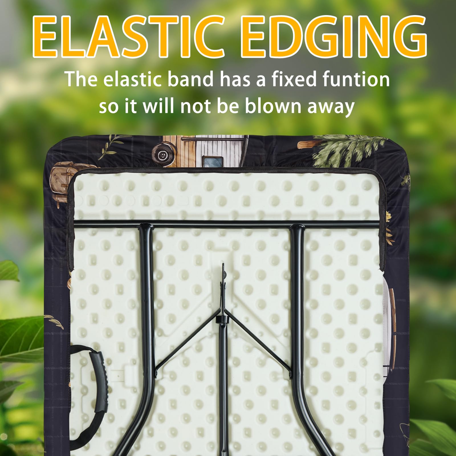 Park Picnic Table Cover with Bench Covers Lightweight Camping Essentials, Oil-Proof Waterproof 3PCS Tablecloth with Elastic, Fitted for Table 6FT Rectangle and Seats, American Flag Eagle (72x30in)