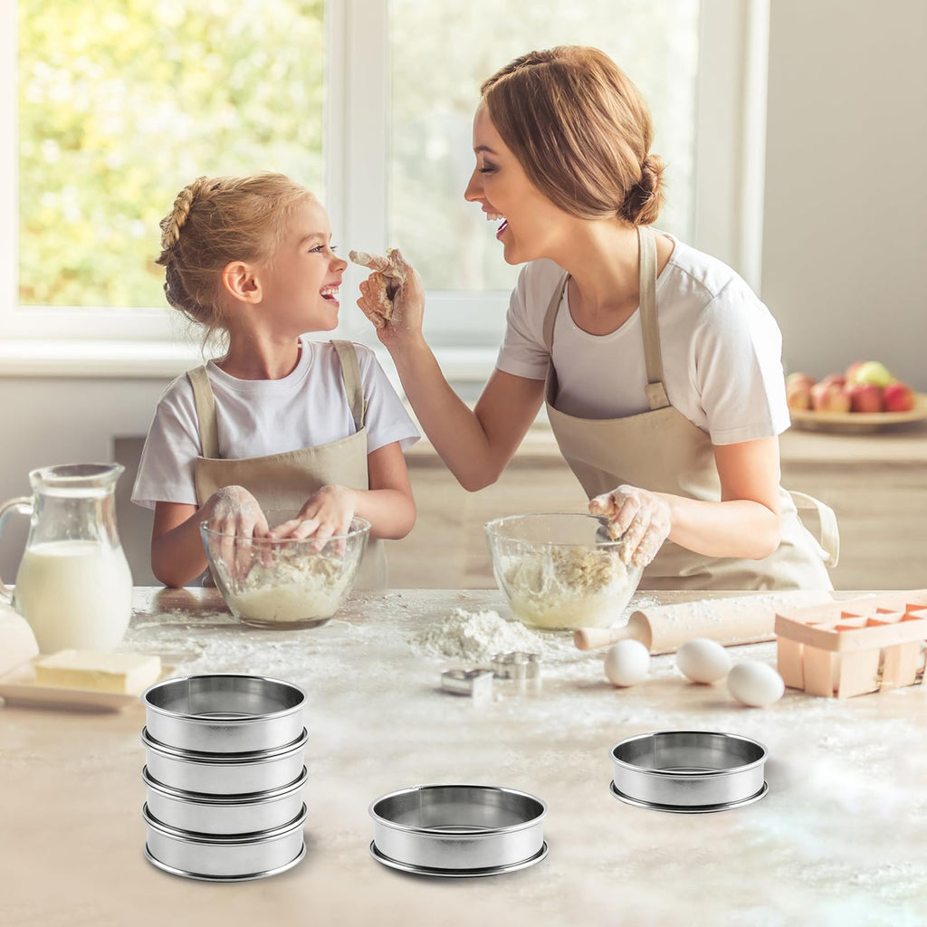 RICHSC-PAN Stainless Steel Perforated Tart Ring Set, 16 Packs Food-Grade, 3.15 Inches and 2.36 Inches, Suitable for All Kinds of Small Fruit Tart Crusts.