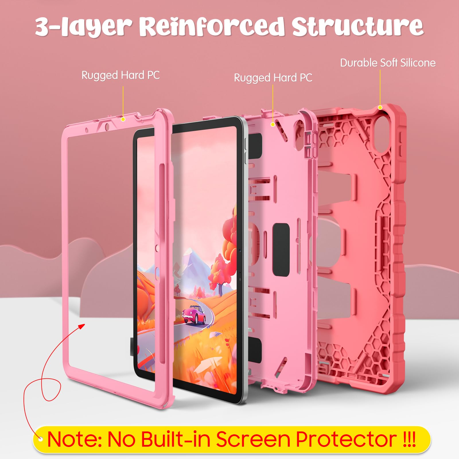 Fintie Case for iPad Air 11-inch M4/M3/M2 (2026/2025/2024), iPad Air 5th / 4th Generation (2022/2020) 10.9 Inch, Fully-Body Rugged Heavy Duty Shockproof Case with Kickstand for Kids, Black