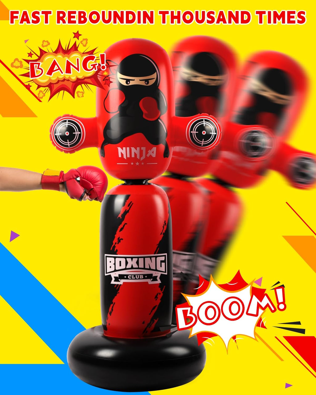 Punching Bag for Kids,New Upgraded 360°Rotating Kids Punching Bag,Inflatable Boxing Bag Toy for Boys Girls, Christmas Birthday Gift for Kids Age 3-12