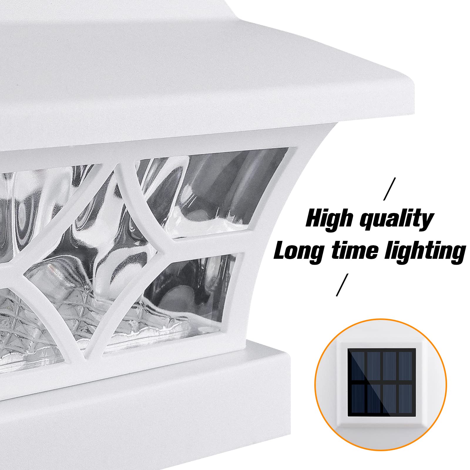 VOLISUN Solar Post Cap Lights Outdoor, Solar Powered Fence Cap Lights for 4x4 Vinyl/Wood, Black Waterproof Solar Deck Post Light 4Pack Cool/Warm for Garden Patio Porch