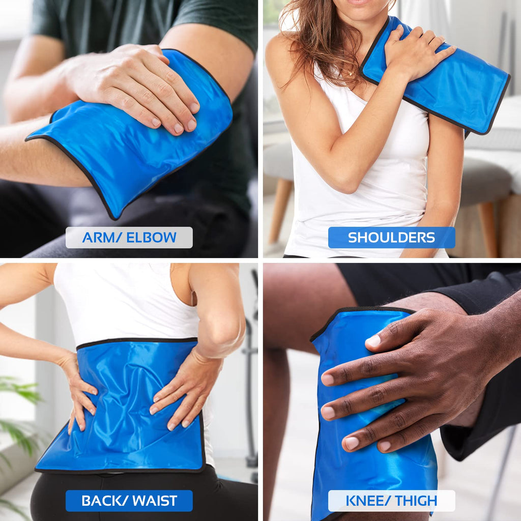 Reusable Ice Packs for Injuries Reusable | 11"x 14.5"- 2 Pack XL | Hot & Cold Pack | Large Ice Pack for Back Pain Relief, Flexible When Frozen | Cold Compress for Back, Knee, and Shoulder Injuries