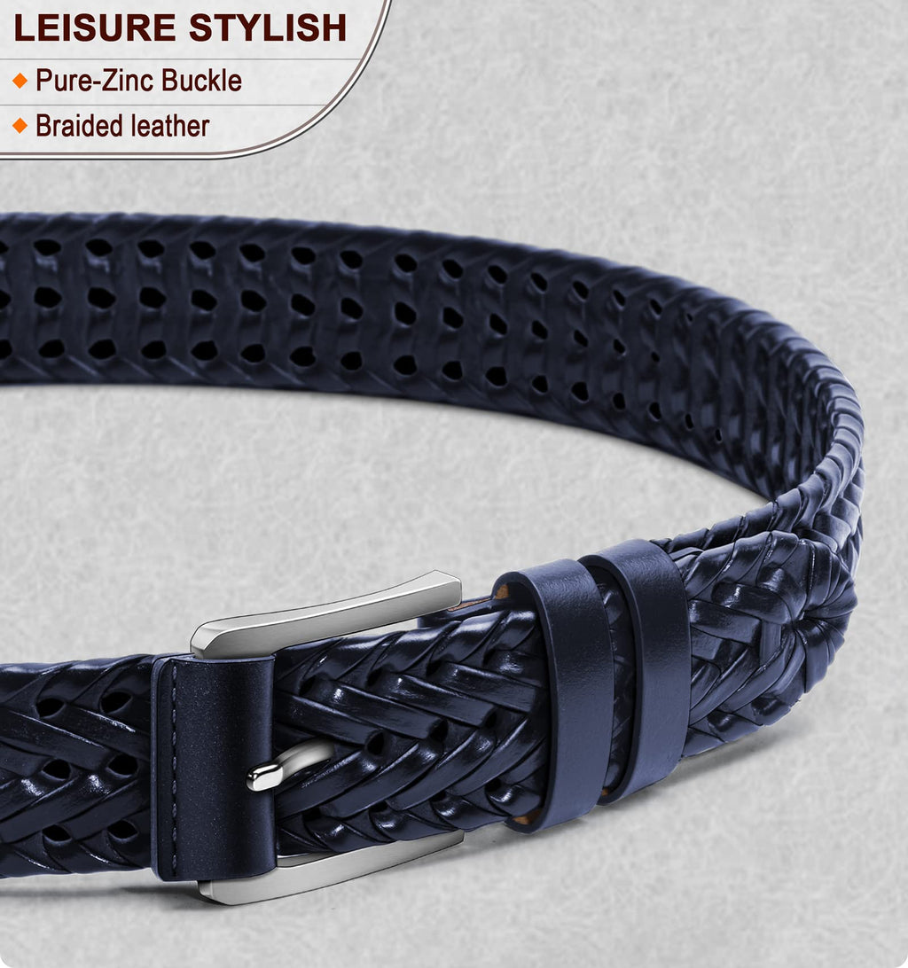 BULLIANT Mens Belts,Leather Woven Braided Belts for Gift Men Casual Jeans Golf