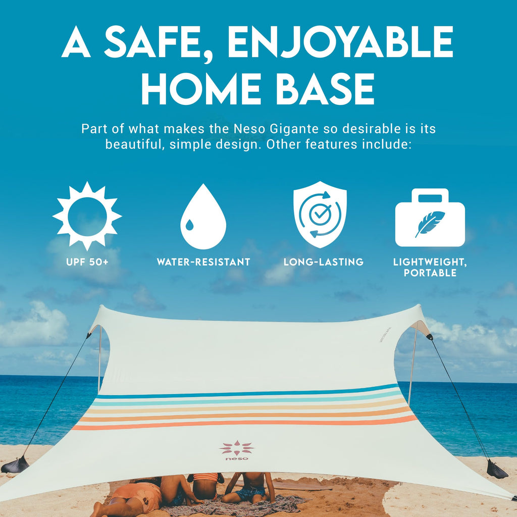 Neso Gigante Portable Beach Tent Sun Shelter - Lightweight Beach Shade Canopy - Easy Setup for Family Outings - Patented Reinforced Corners - UPF 50+ - 8ft Tall, 11 x 11ft - Save The Whales