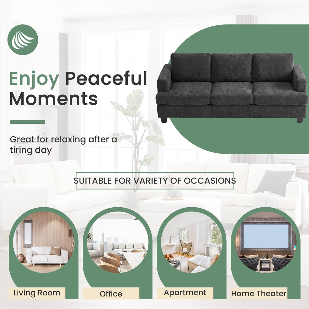 YOUDENOVA 2 Piece Set Comfy Sofa Couch, Loveseat Sofa * 2 with Deep Seats, Modern Sleeper Couch for Living Room, Black Corduroy