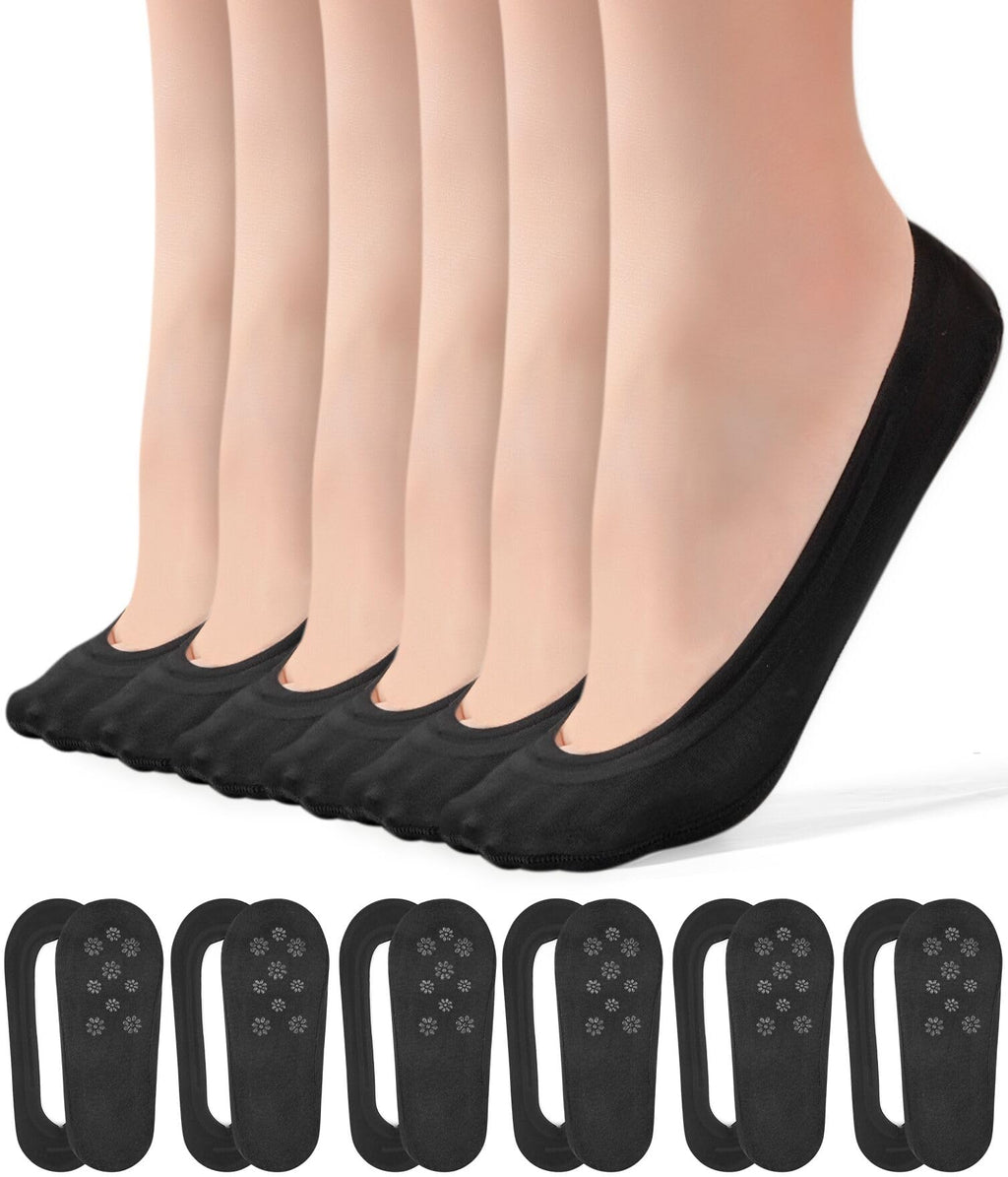 6 Pairs No Show Socks Womens Ultra Low Cut Nylon Thin Socks for Flat Invisible Non Slip Liner Footies