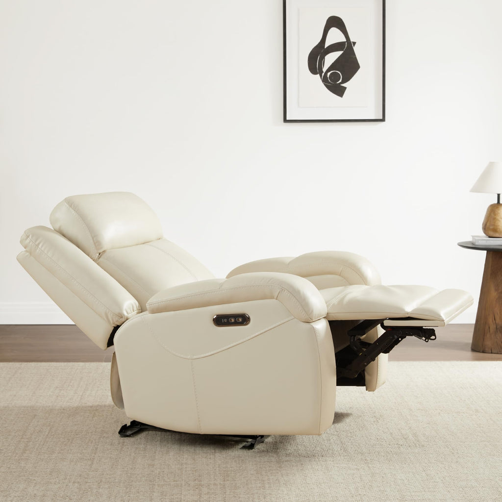 Watson & Whitely Genuine Leather Power Recliner Chairs for Adults, Wall Hugger RV Recliner with Power Headrest & Charging Ports, Electric Recliner Sofa Chair for Living Room, Black