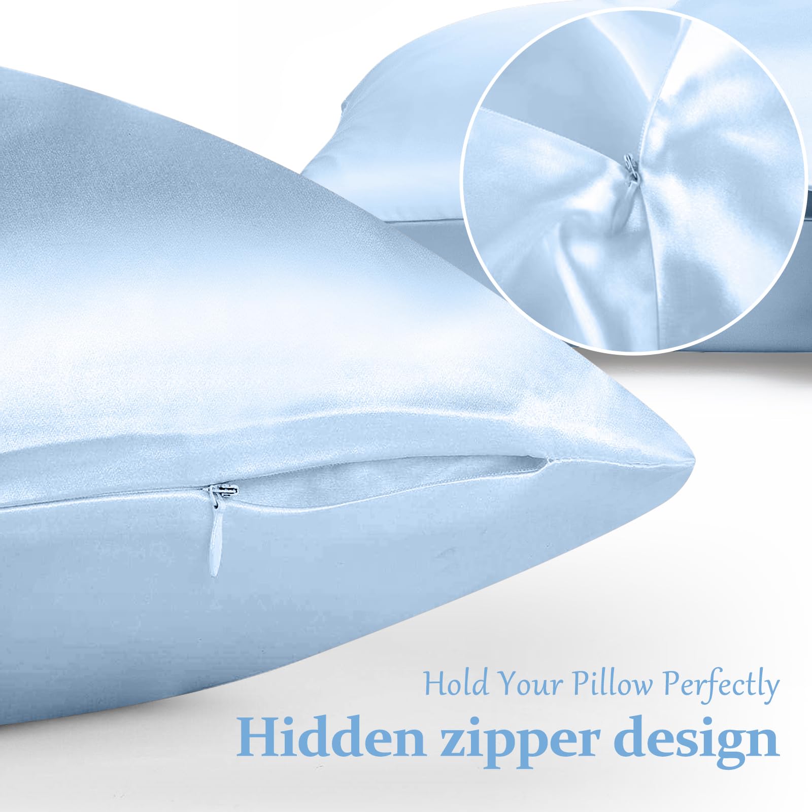2 Pack 100% Pure Silk Pillowcase for Hair and Skin, Both Sides Mulberry Silk Pillowcases with Hidden Zipper, Cooling Pillowcase 19 Momme, 600 Thread Silk Pillow Cases Standard Size, Apricot
