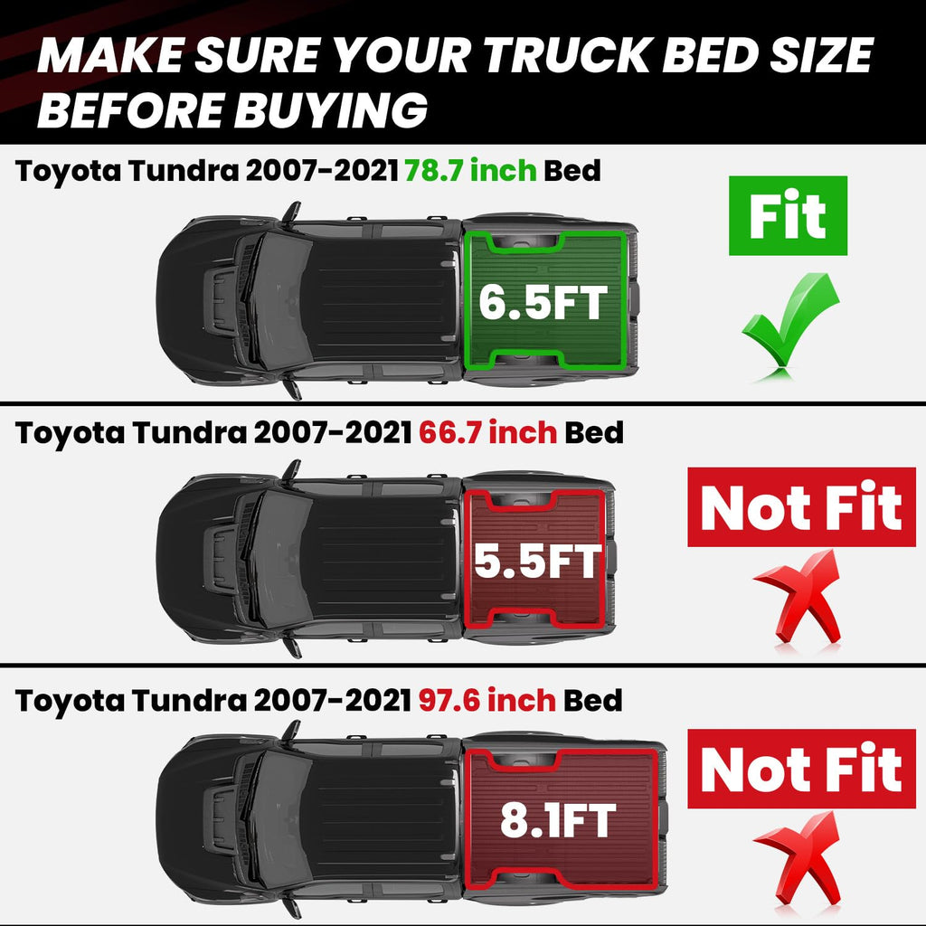 LASFIT Truck Bed Mat for 2009-2016 Ford F250 F350 F450 6.75ft Super Duty 81.9'' Bed Liner(Not fit with Drop-in Bed Liner), TPE 100% All Weather Car Bed Mat for F-250 F-350 F-450,1PCS Black