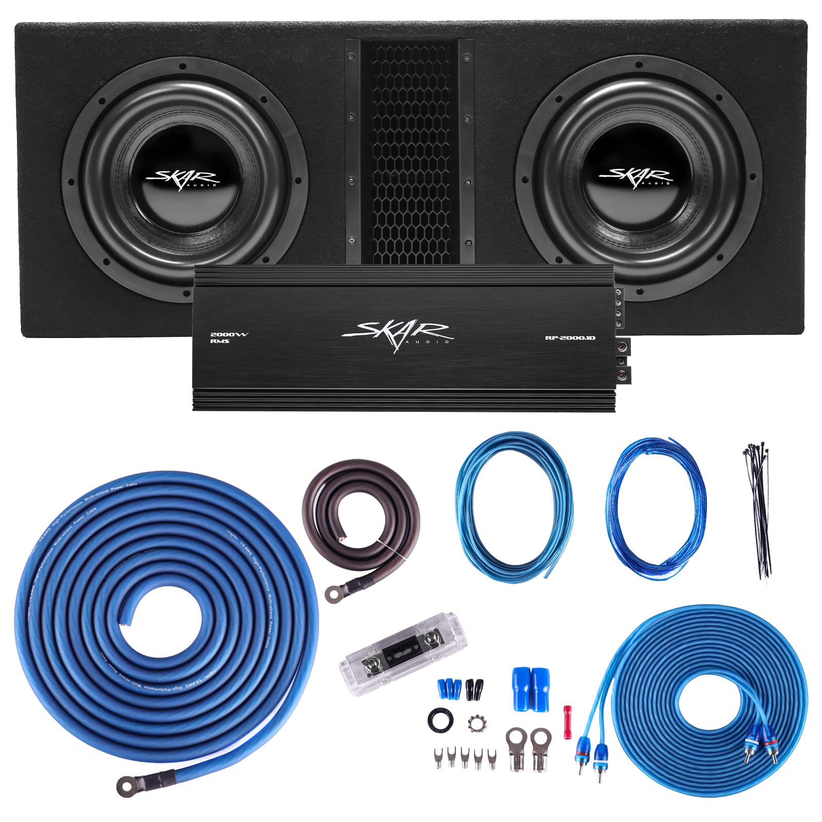 Skar Audio Single 8" Complete 1,200 Watt EVL Series Subwoofer Bass Package - Includes Loaded Enclosure with Amplifier